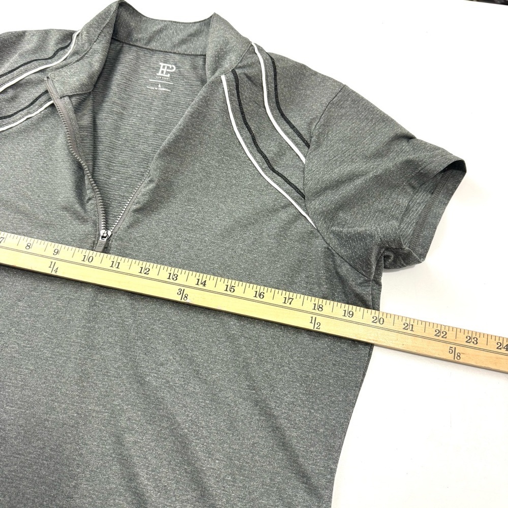 EP NY Golf Womens L Cap Sleeve 1/4 Zip Mock Polo Shirt Grey Contrast Lightweight - Picture 12 of 14